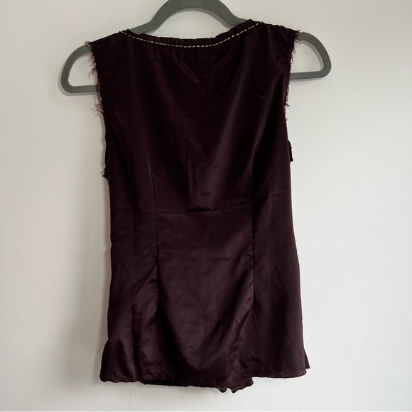 π DAVID BITTON | NWT Maroon Vintage Raw Edge Beaded Sleeveless Blouse - Picture 5 of 5